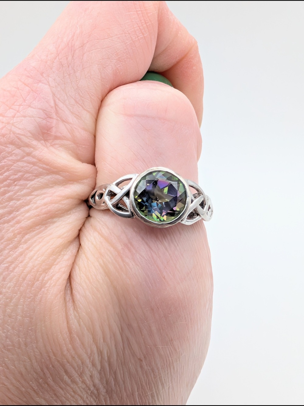 Celtic-Inspired Sterling Ring with Multicolor Topaz